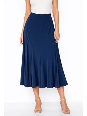 JOSEPH RIBKOFF Jersey Knit Slinky Seamed Pull On Skirt Elastic Waist US Sz 12